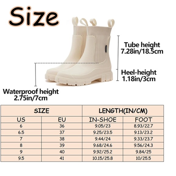Waterproof Non-Slip Thick Sole Mid-Calf Boots, Ankle Chelsea Rain Boots - Picture 10 of 10